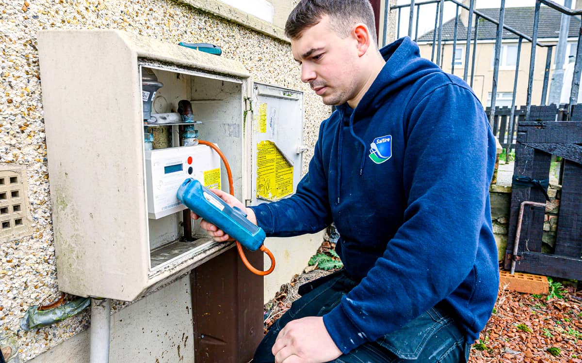 Gas apprentice checking gas mains