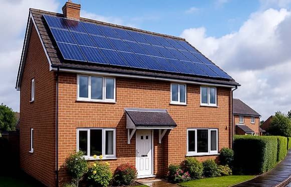 family home with solar panels