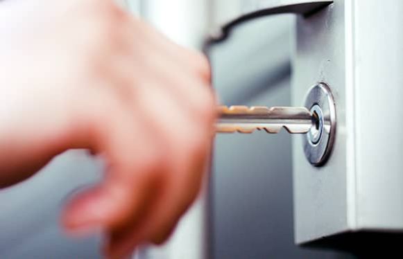 key entering door lock