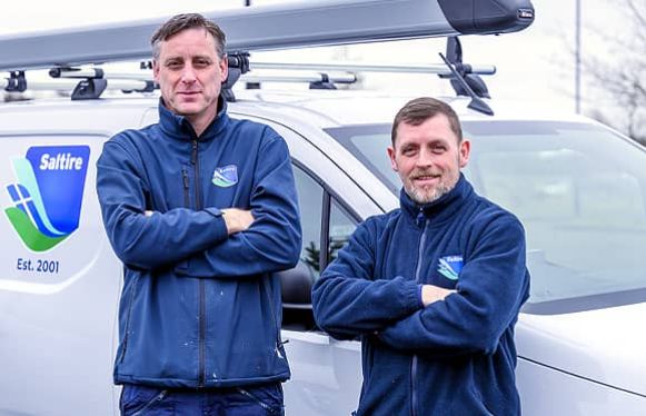 saltire workers and vans